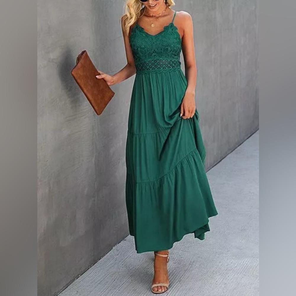 Emerald Green Tiered Smocked Maxi Dress